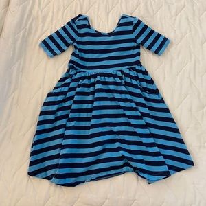 Hanna Andersson blue stripe skater dress size 120/6-7
